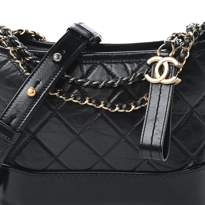 Chanel Aged Calfskin Quilted Small Gabrielle Hobo Black 10 of 11