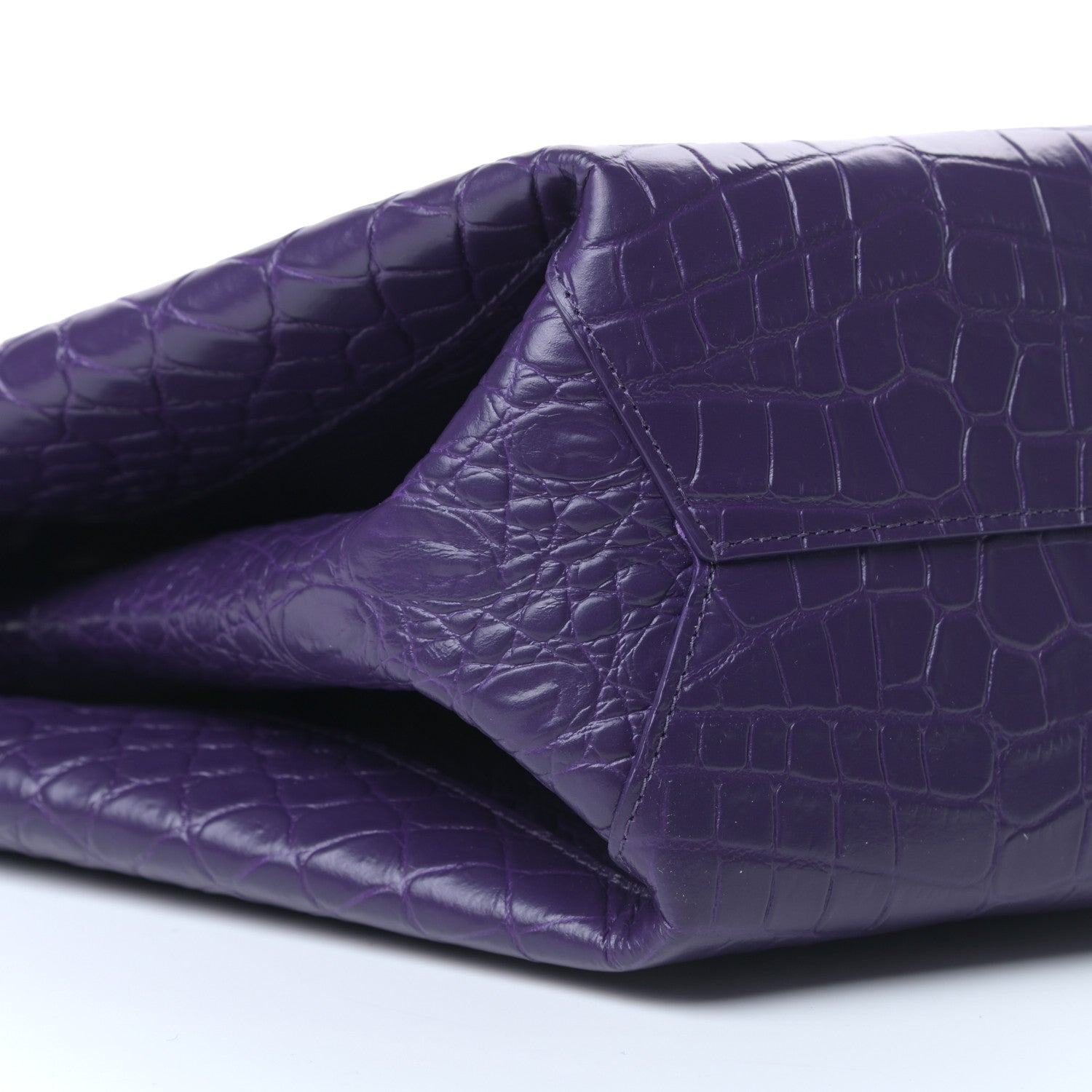 Bottega Veneta Calfskin Crocodile Embossed Doll Top Handle Bag Purple 8 of 9