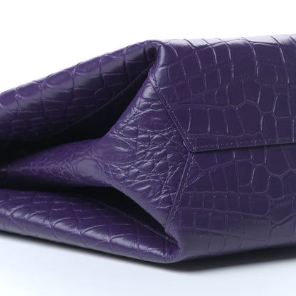 Bottega Veneta Calfskin Crocodile Embossed Doll Top Handle Bag Purple 8 of 9