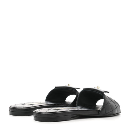 Chanel Lambskin Quilted CC Turnlock Sandals 36 Black 4 of 8