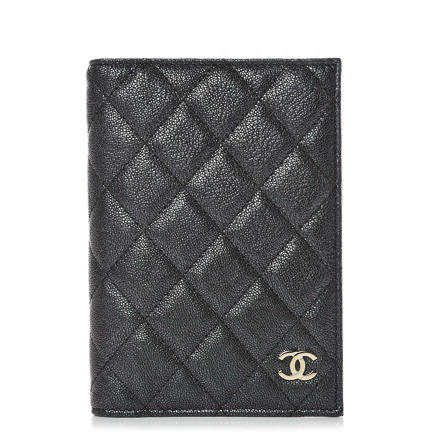Chanel Iridescent Caviar Quilted Passport Holder Black 1 of 8