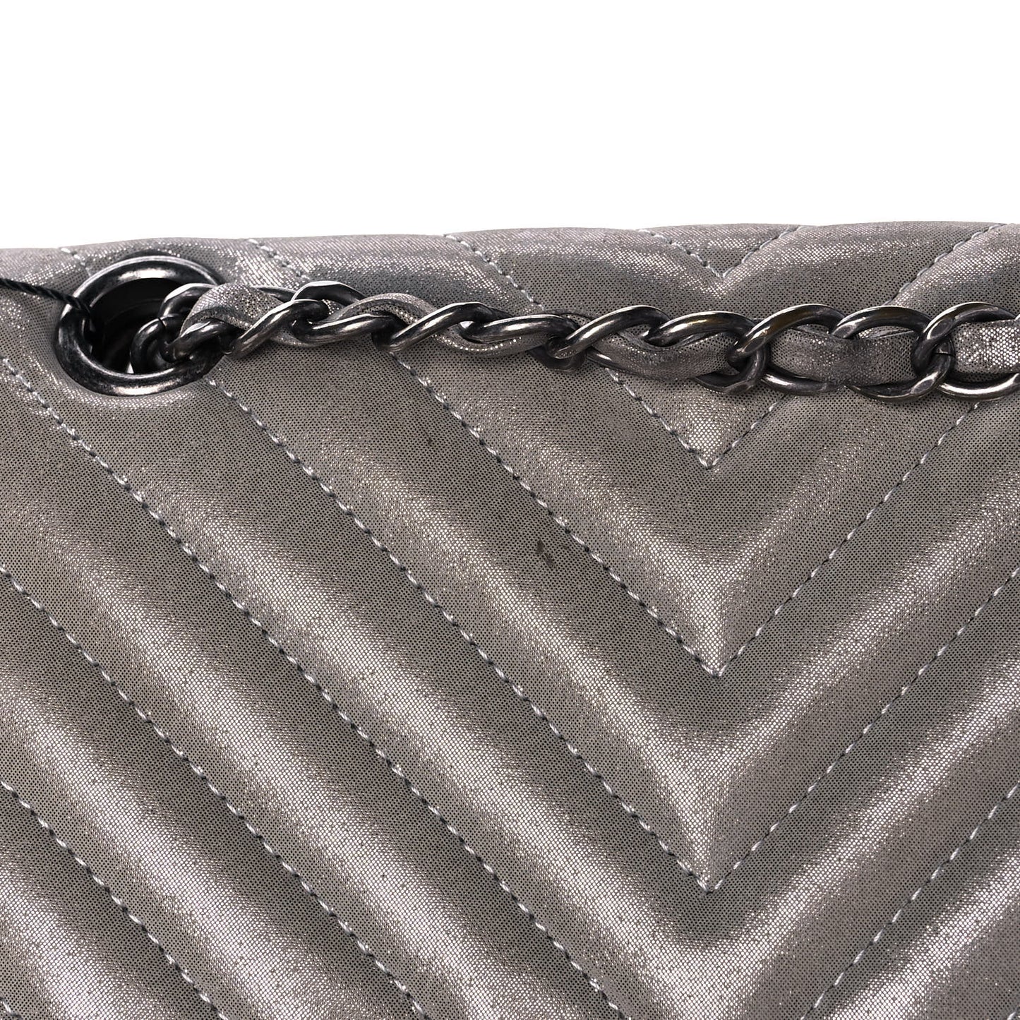Metallic Calfskin Chevron Quilted Small Urban Spirit Backpack Silver
