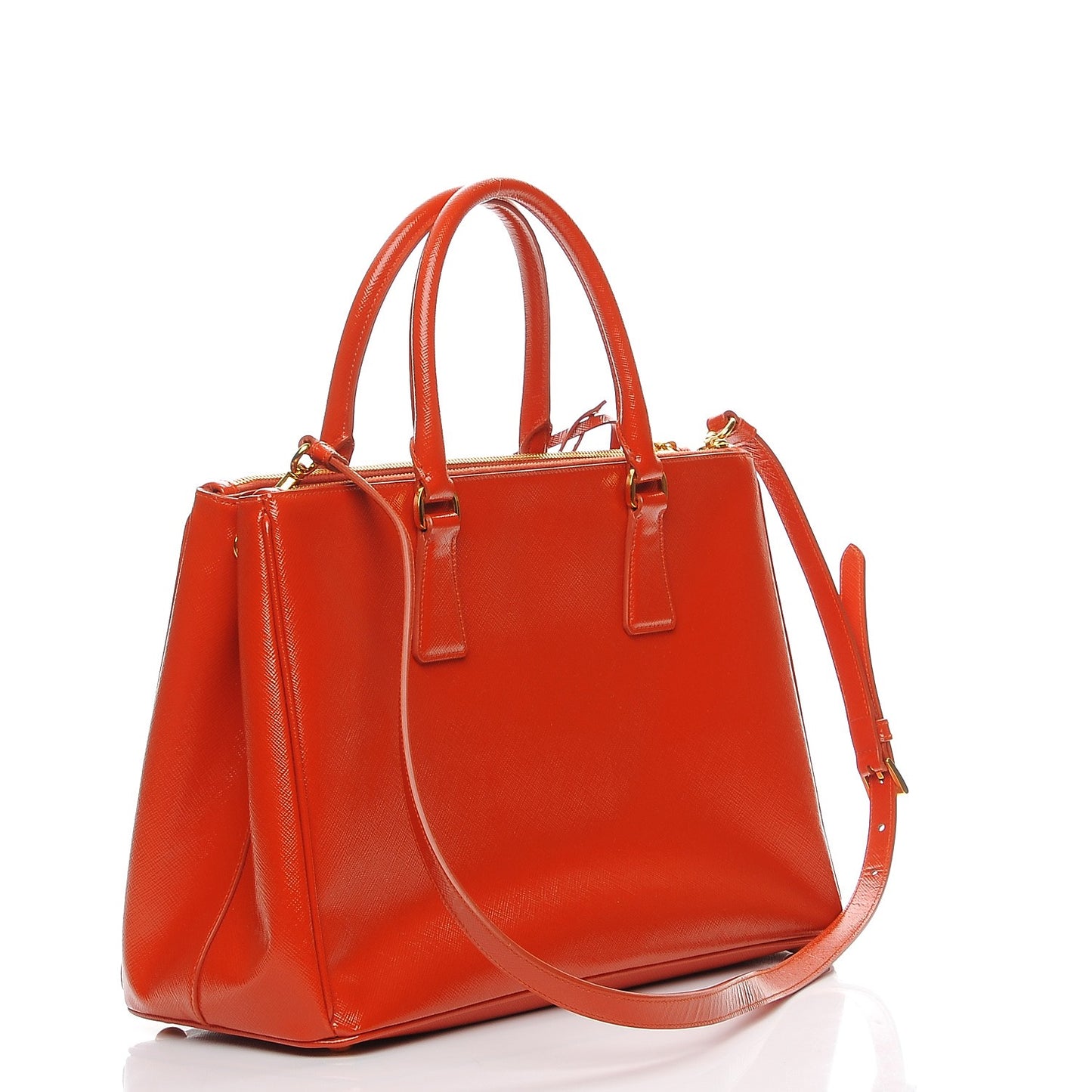 Saffiano Vernice Medium Galleria Double Zip Tote Papaya
