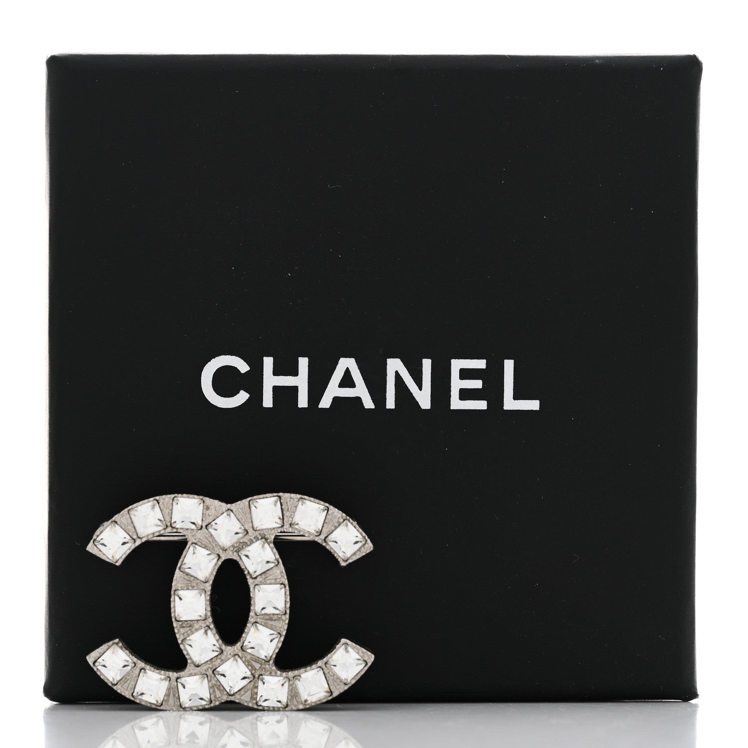 Chanel Crystal Baguette CC Mini Brooch Silver 5 of 5
