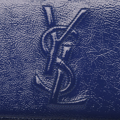 Saint Laurent Textured Patent Monogram Large Belle De Jour Clutch Royal Blue 7 of 7