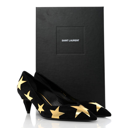Saint Laurent Kid Scamosciato Kiki 55 Star Pumps 36.5 Black Oro 9 of 9
