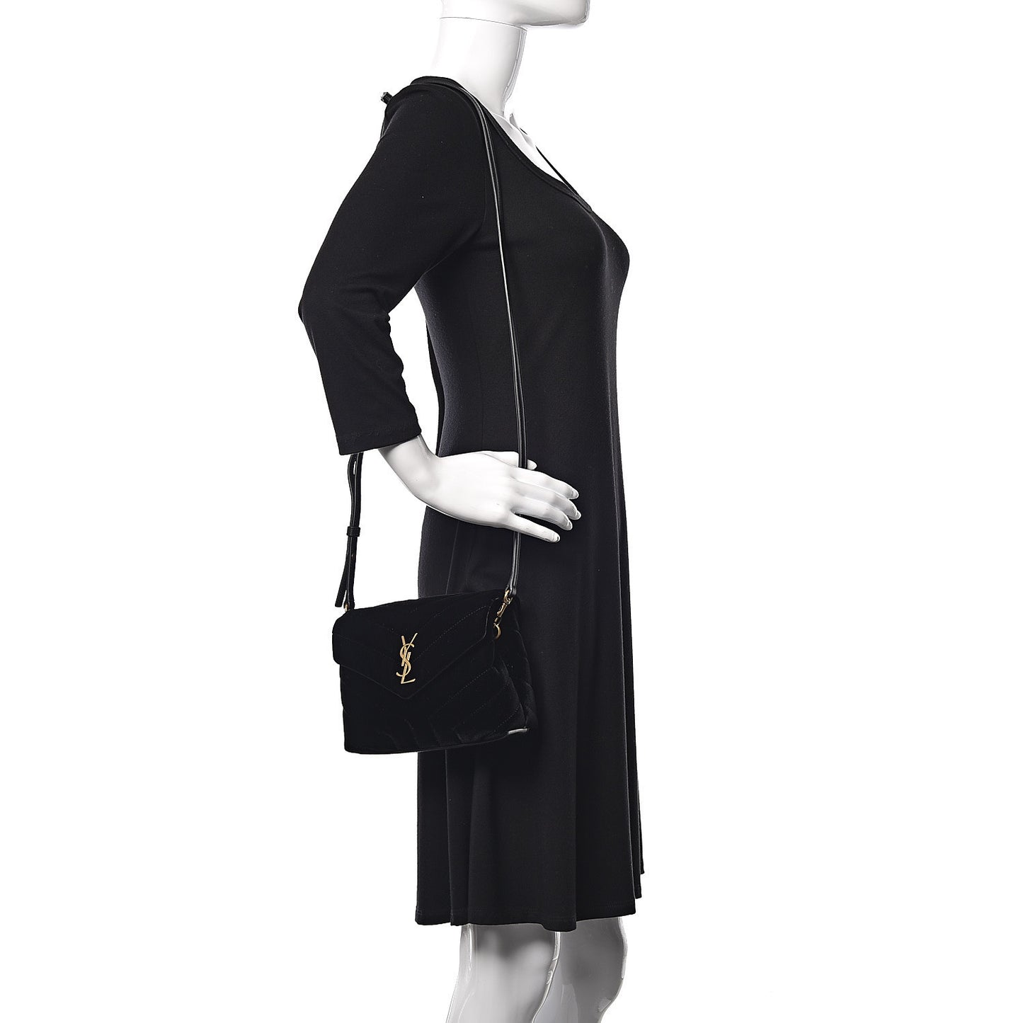 Velvet Y Quilted Monogram Toy Loulou Crossbody Bag Black