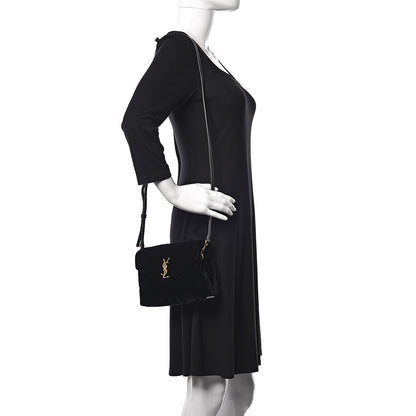 Saint Laurent Velvet Y Quilted Monogram Toy Loulou Crossbody Bag Black 2 of 12