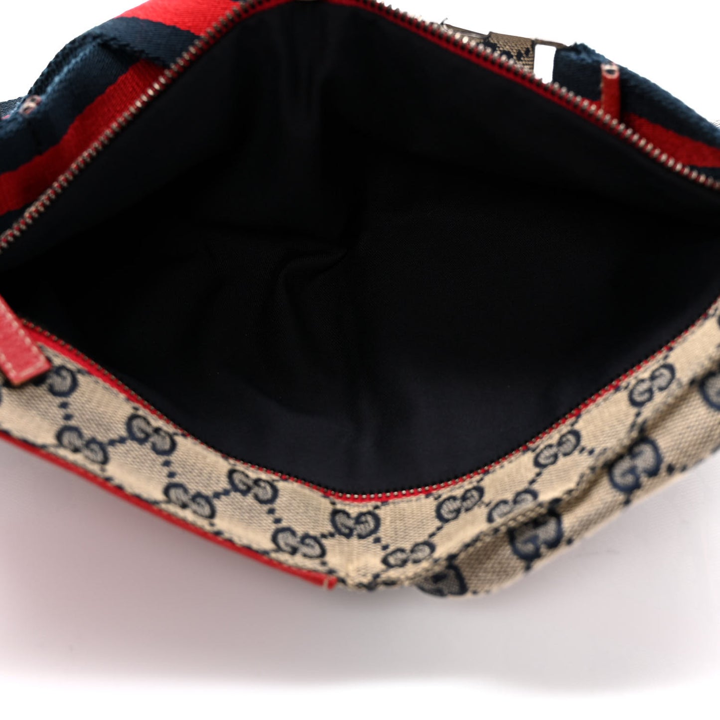 GG Monogram Web Double Pocket Belt Bag Navy Red