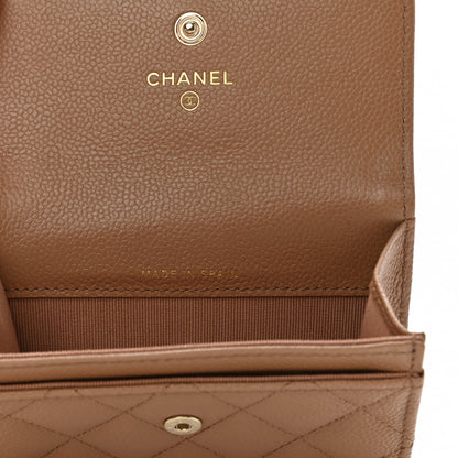 Chanel Caviar Quilted Multi Chain CC Flap Card Holder Beige 8 of 9