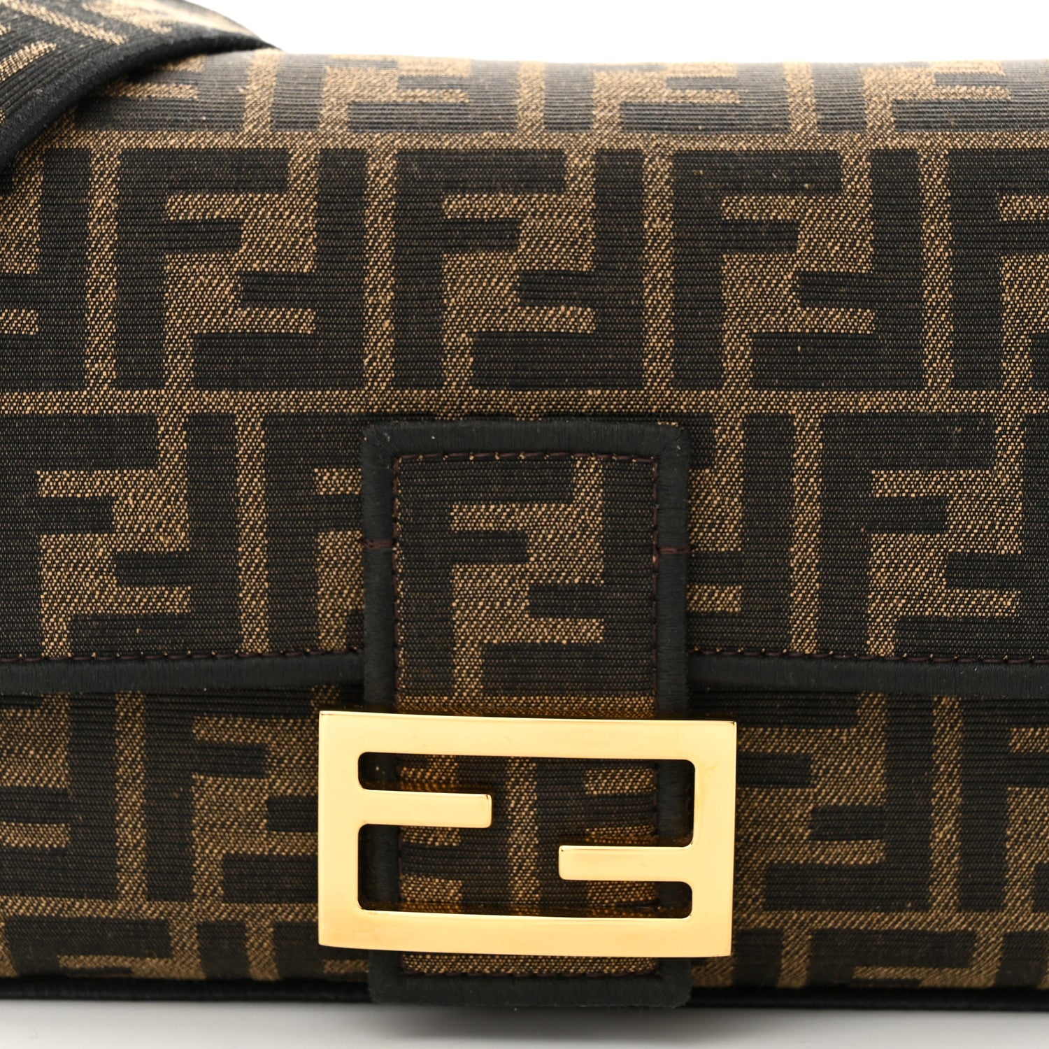 Fendi Fabric Jacquard FF 1974 Medium Baguette Tobacco Moro Black 8 of 10