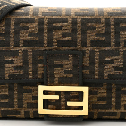 Fendi Fabric Jacquard FF 1974 Medium Baguette Tobacco Moro Black 8 of 10