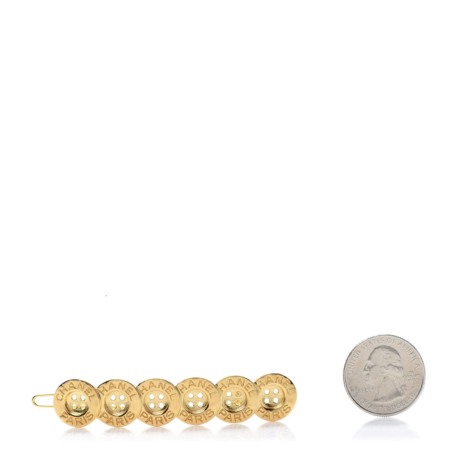 Chanel Button Paris CC Hair Clip Barrette Gold 2 of 5