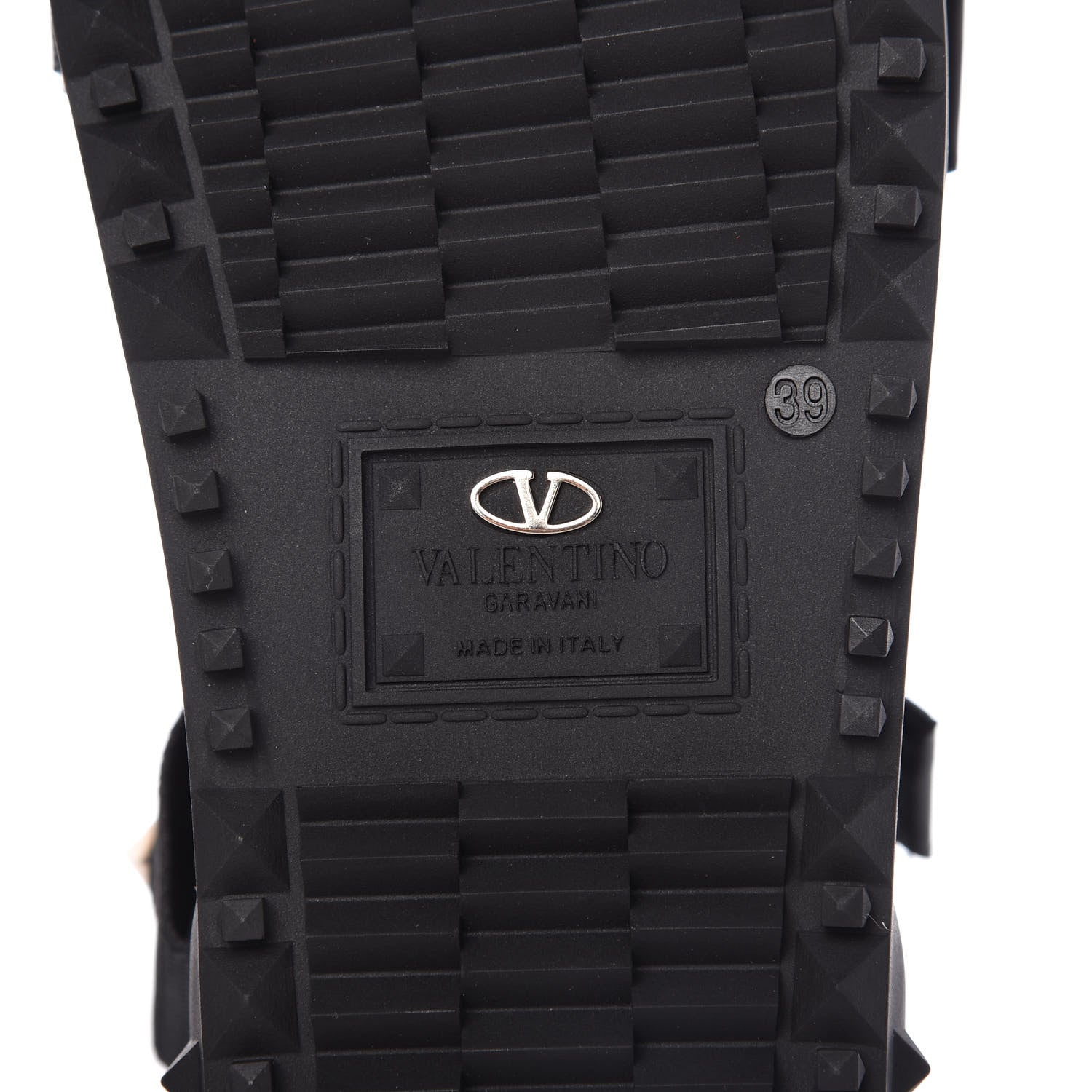 Valentino Garavani Nylon Rockstud Velcro Espadrille Sandals 39 Black 7 of 9