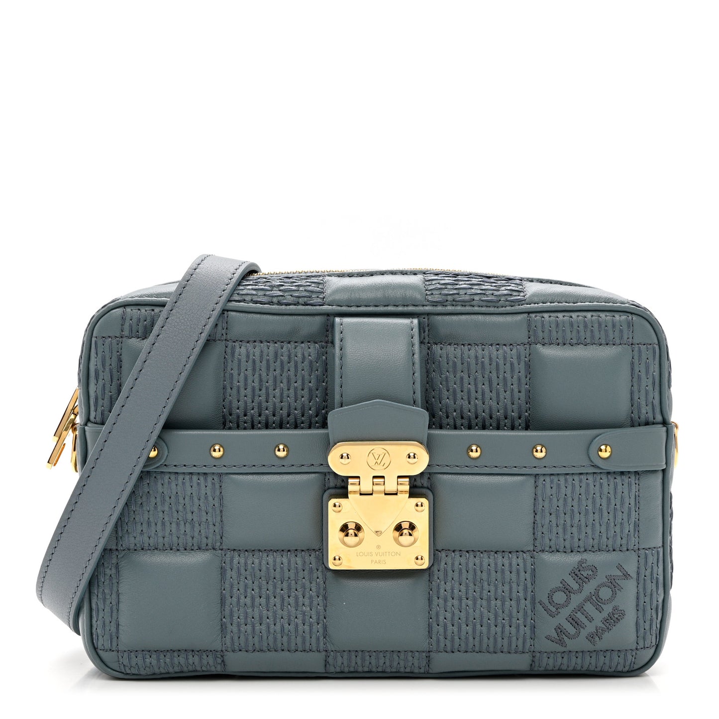 Lambskin Damier Quilt Troca PM Glacier