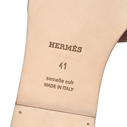 Hermes Box Calfskin Oran Sandals 41 Gold 7 of 10