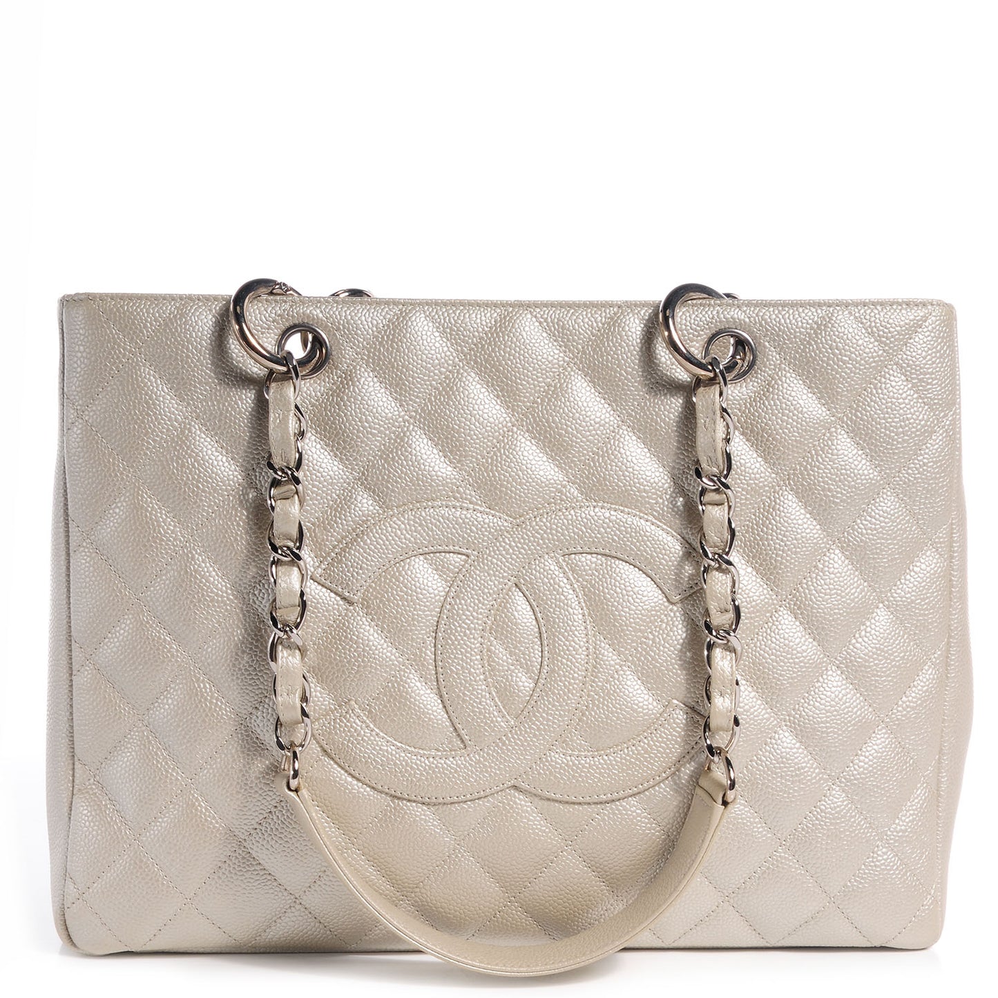 Caviar Quilted Grand Shopping Tote GST Pearl
