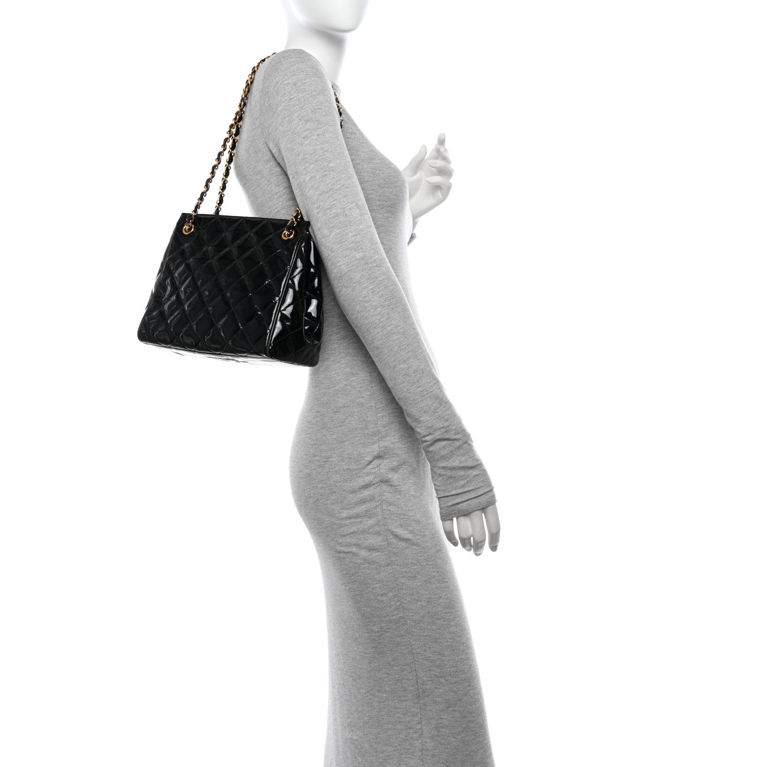 Chanel Patent Quilted CC Shoulder Bag Black 2 of 13