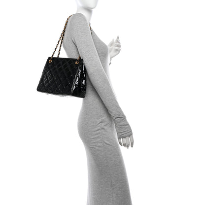 Chanel Patent Quilted CC Shoulder Bag Black 2 of 13