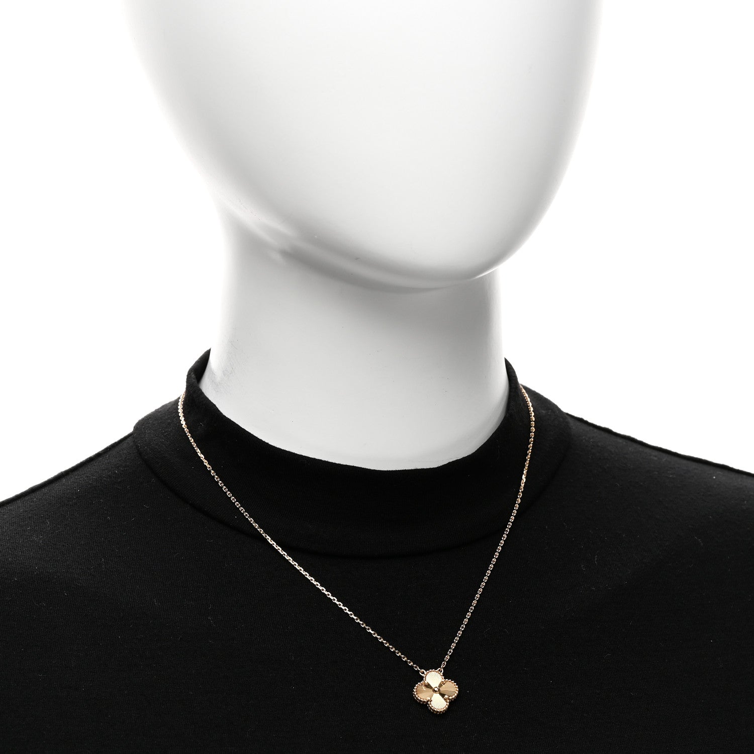 Van Cleef & Arpels 18K Yellow Gold Guilloche Vintage Alhambra Pendant Necklace 2 of 6
