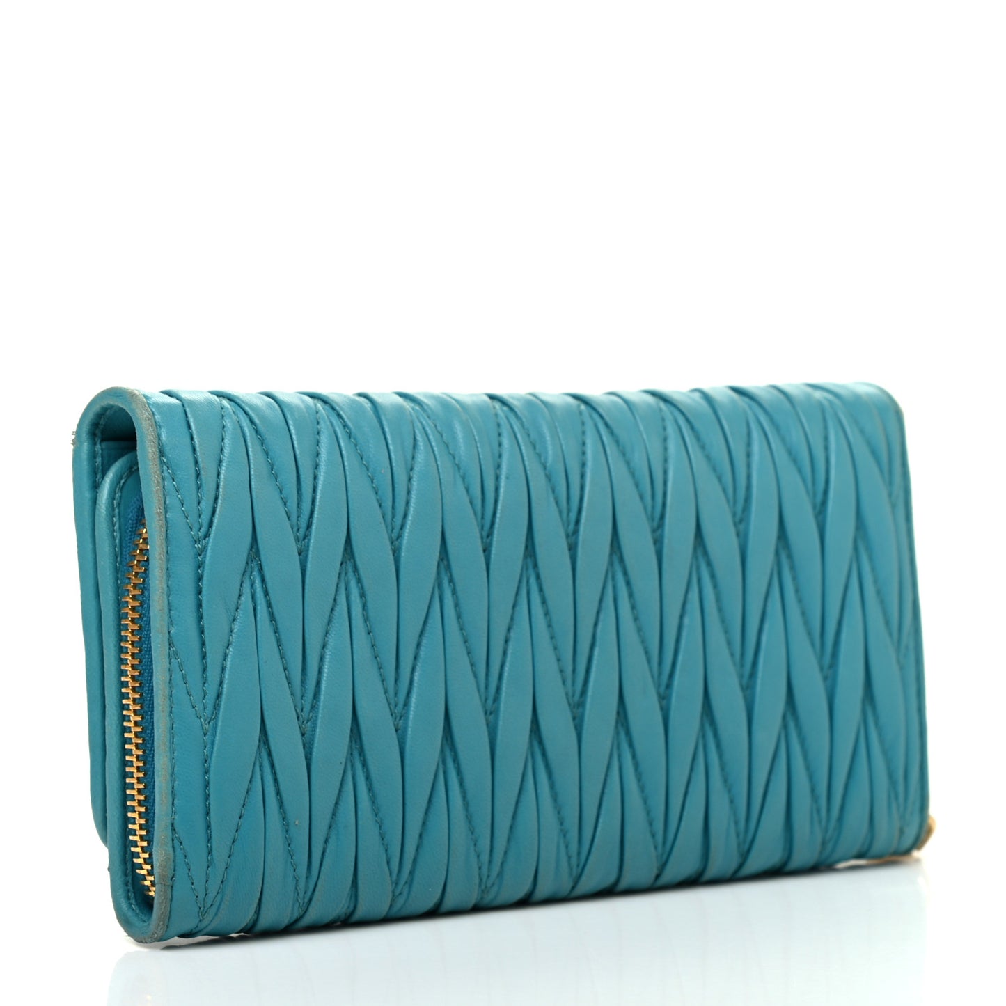 Nappa Matelasse Flap Wallet Turchese