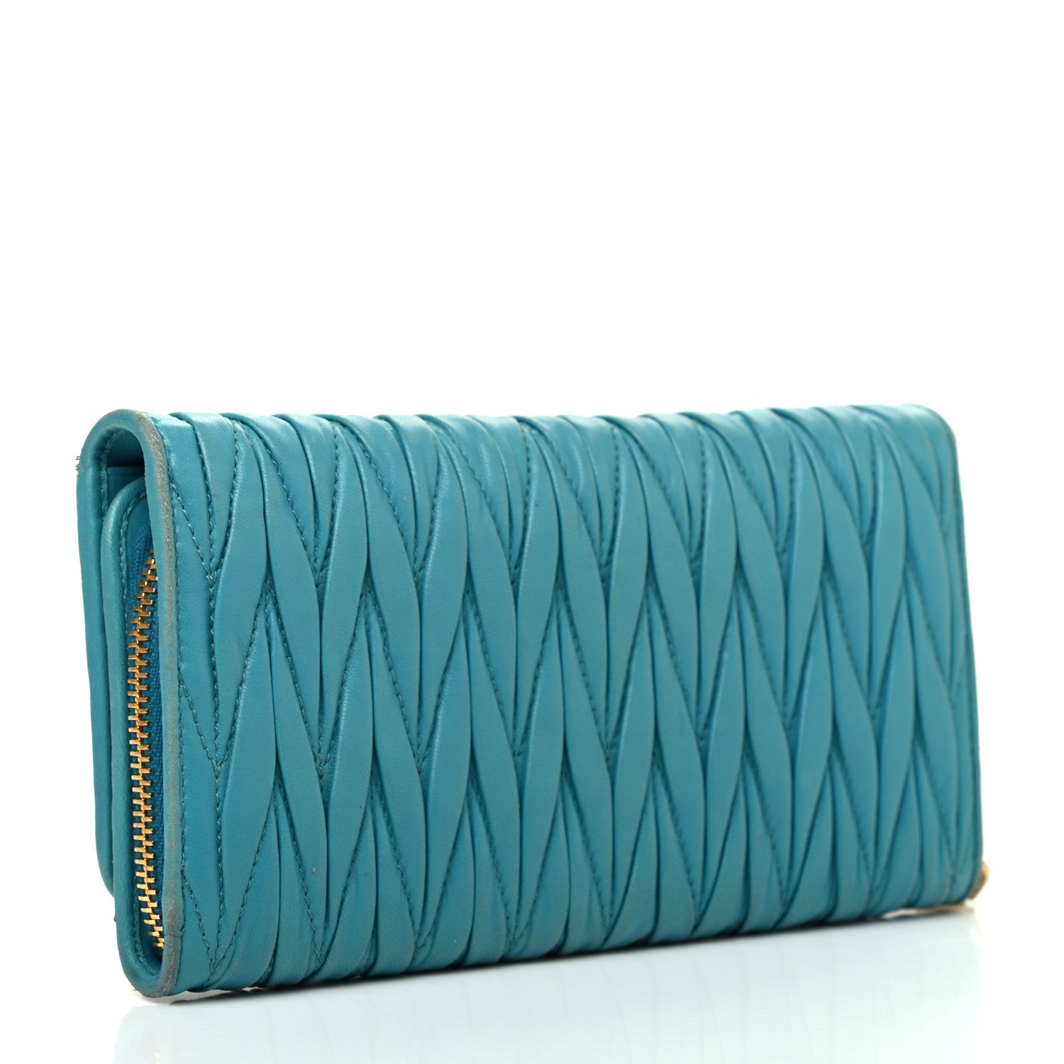 Miu Miu Nappa Matelasse Flap Wallet Turchese 3 of 10