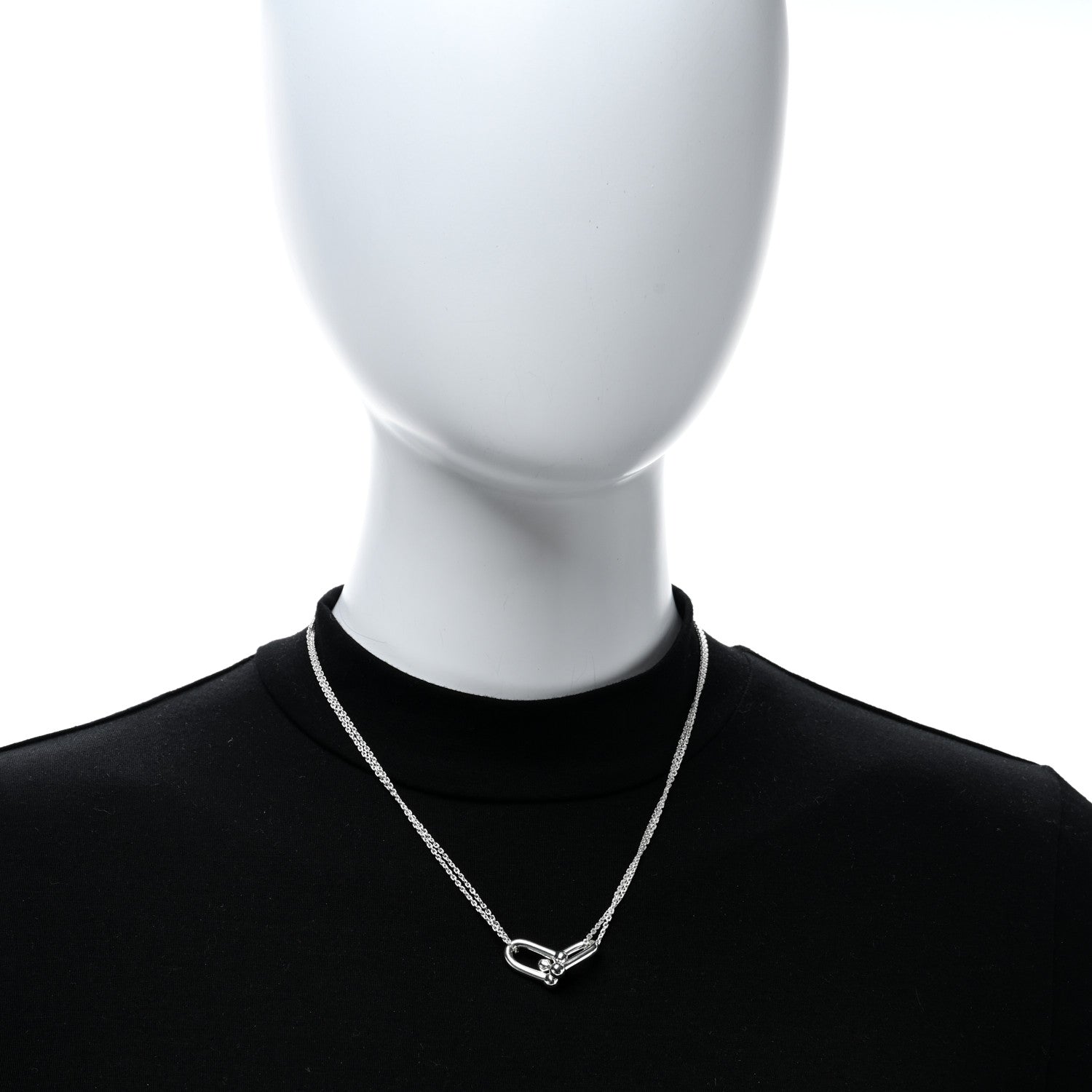 Tiffany Sterling Silver Double HardWear Link Pendant Necklace 3 of 4