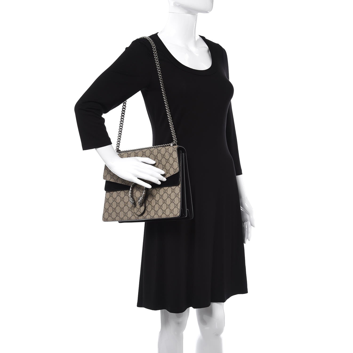 Gucci GG Supreme Monogram Medium Dionysus Shoulder Bag Black 3 of 9