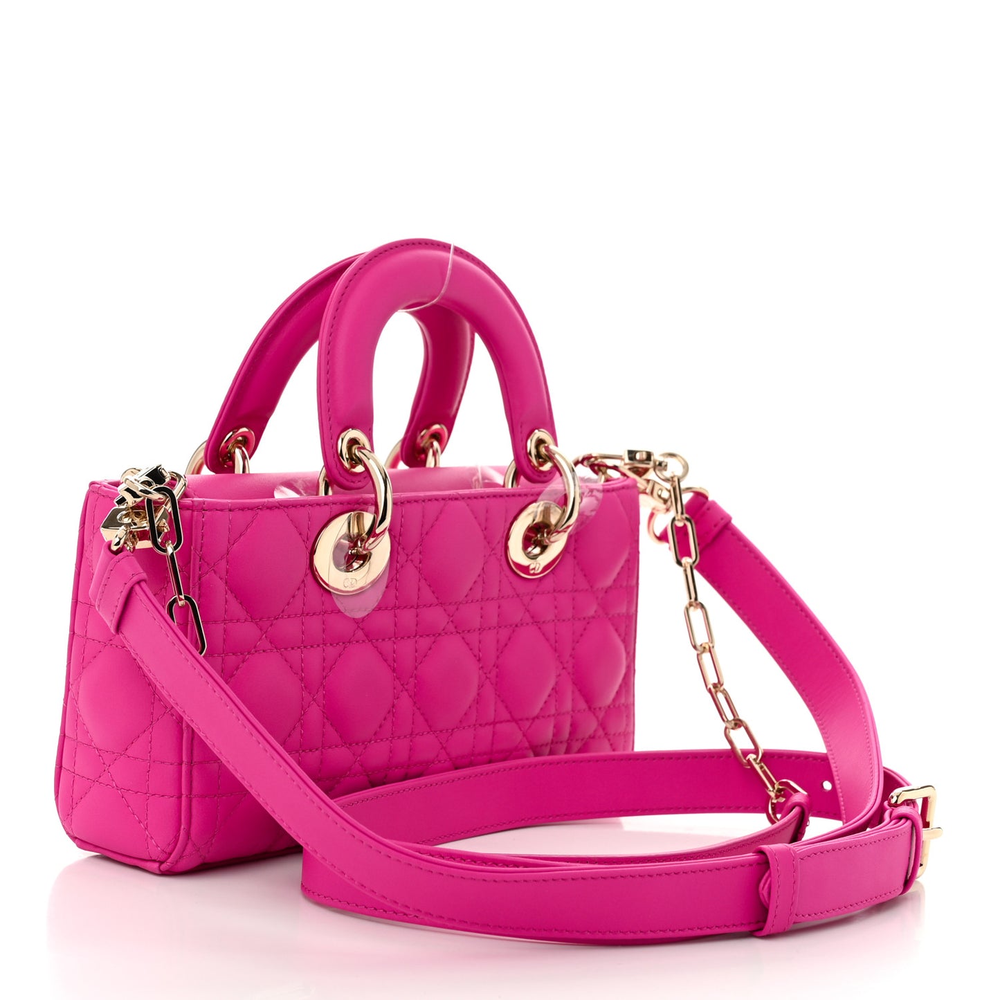 Lambskin Cannage Small Lady D-Joy Fuchsia
