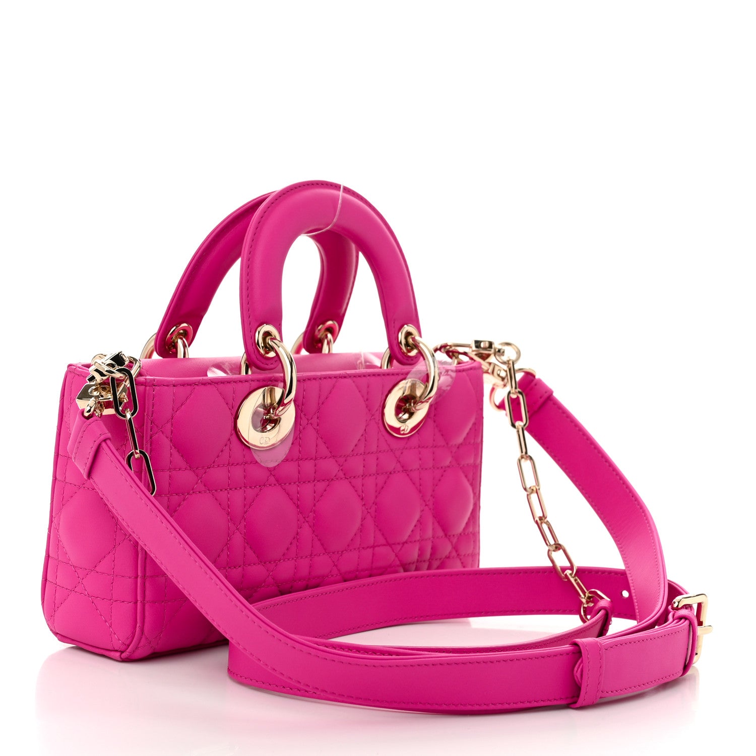 Christian Dior Lambskin Cannage Small Lady D-Joy Fuchsia 3 of 10