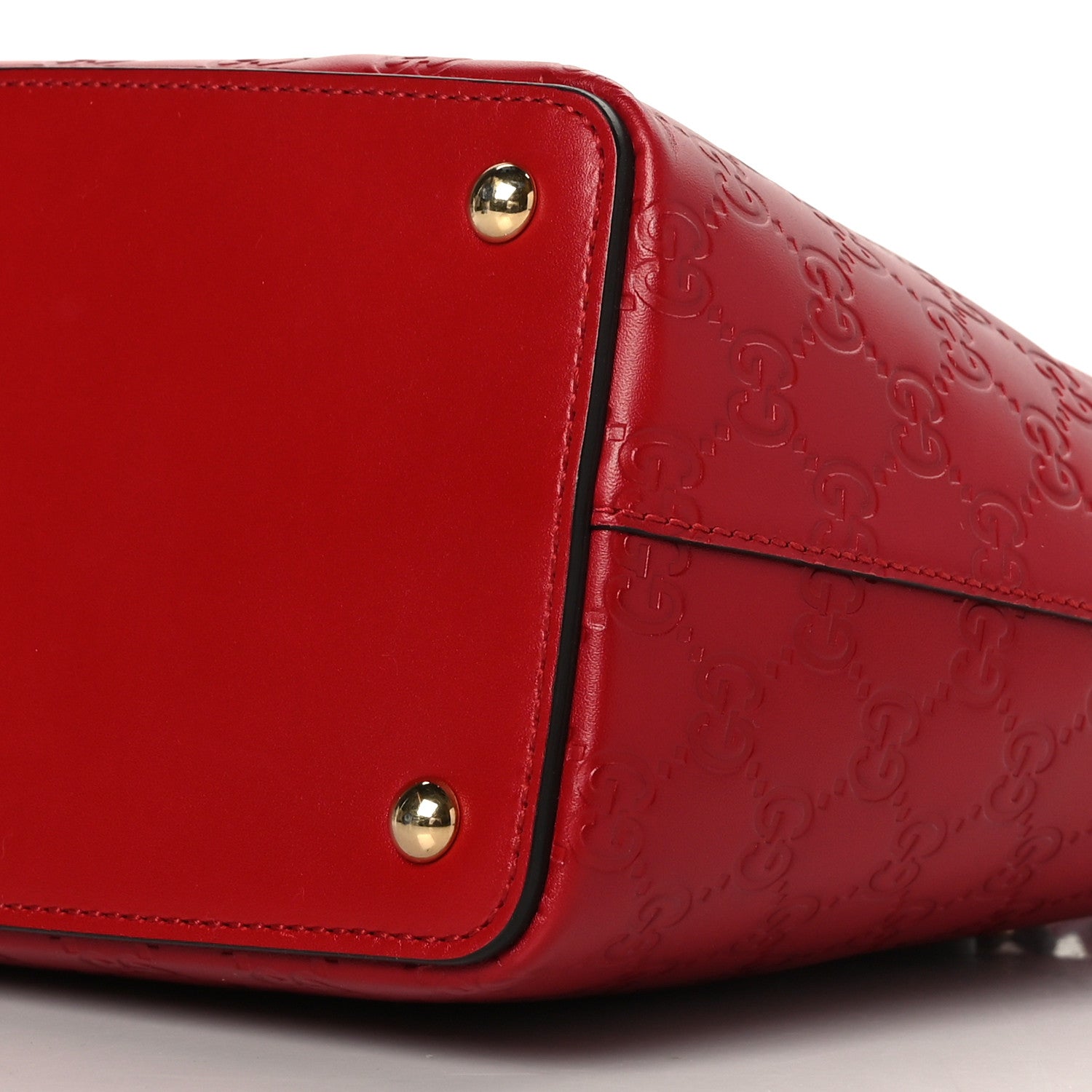 Gucci Guccissima Small Zippered Bucket Tote Hibiscus Red 9 of 9