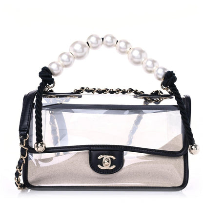 Chanel Lambskin PVC Sand By The Sea Flap With Pearl Strap Black 1 of 13