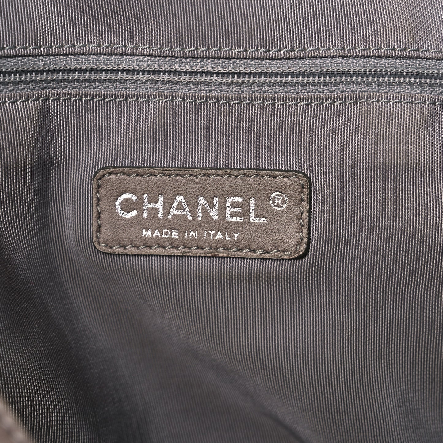 Metallic Cracked Calfskin Modern Chain Tote Dark Silver