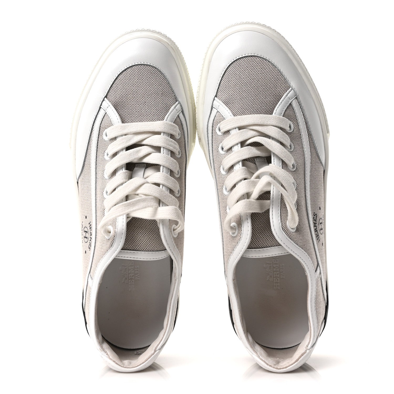 Hermes Canvas Calfskin Get Sneakers 39.5 Prunoir White 2 of 9