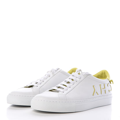 Givenchy Calfskin Reverse Logo Womens Urban Street Sneakers 38 White Yellow 3 of 10