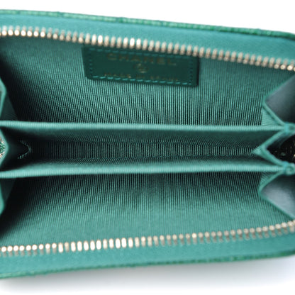 Chanel Metallic Caviar Quilted Zip Coin Purse Green 5 of 8
