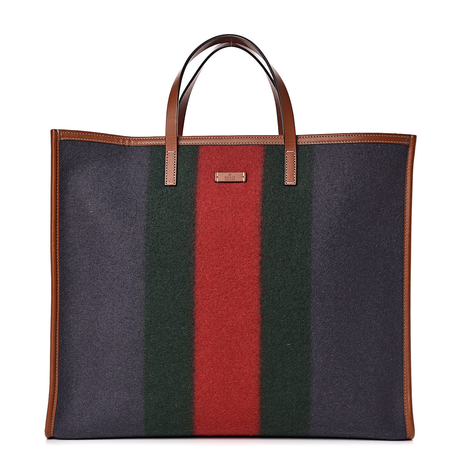 Gucci Felt Large Signature Web Tote Grey 1 of 9