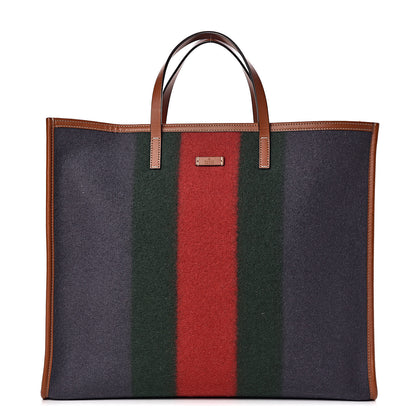 Gucci Felt Large Signature Web Tote Grey 1 of 9