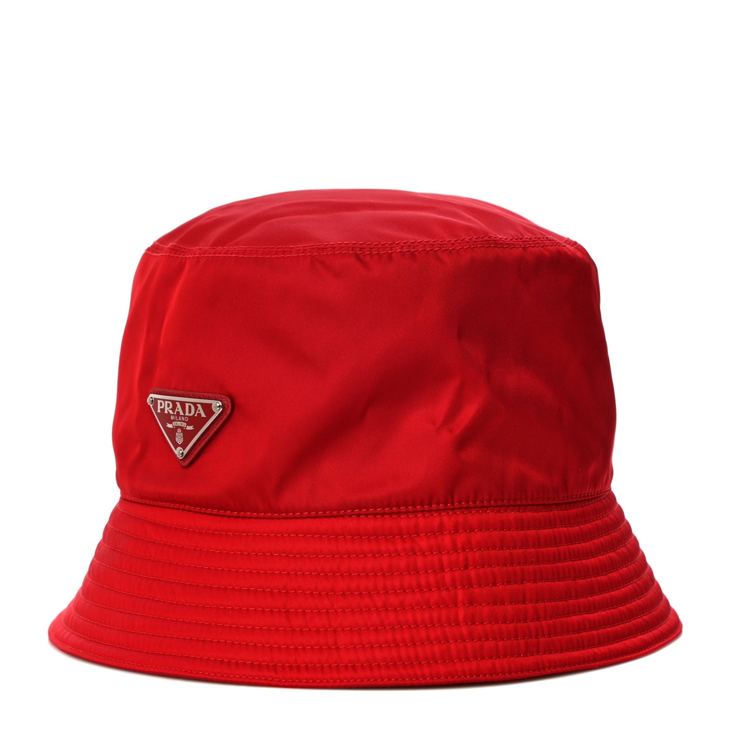 Re-Nylon Metal Triangle Logo Mens Bucket Hat XXL Rosso