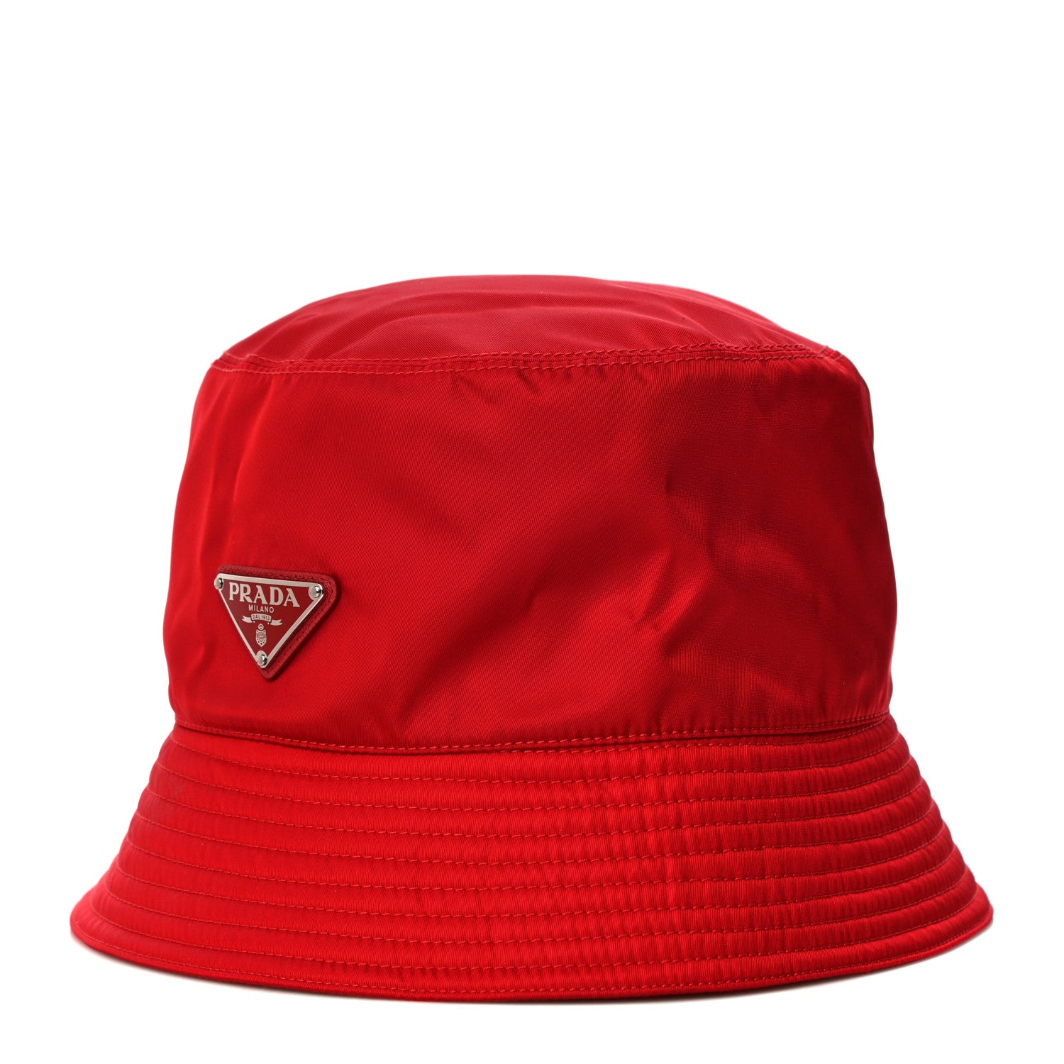 Prada Re-Nylon Metal Triangle Logo Mens Bucket Hat XXL Rosso 3 of 7