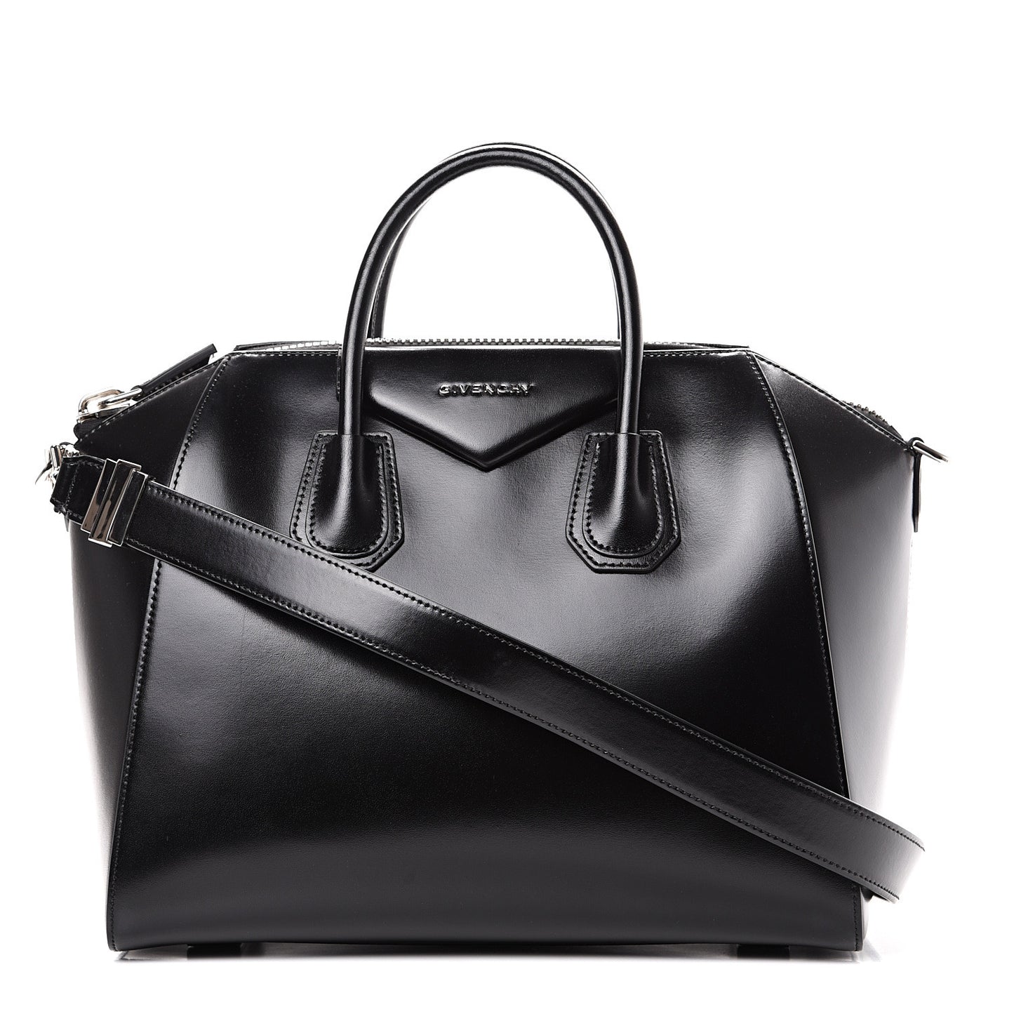 Shiny Lord Calfskin Medium Antigona Black