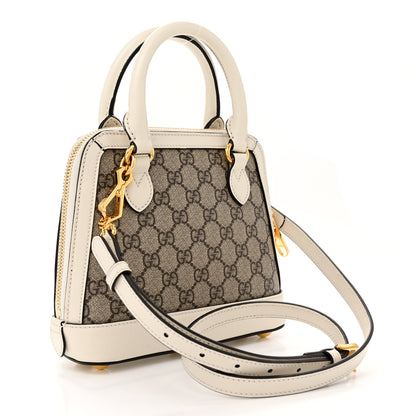 Gucci GG Supreme Monogram Azalea Calfskin Mini Horsebit 1955 Top Handle Bag Beige Ebony Mystic White 3 of 11