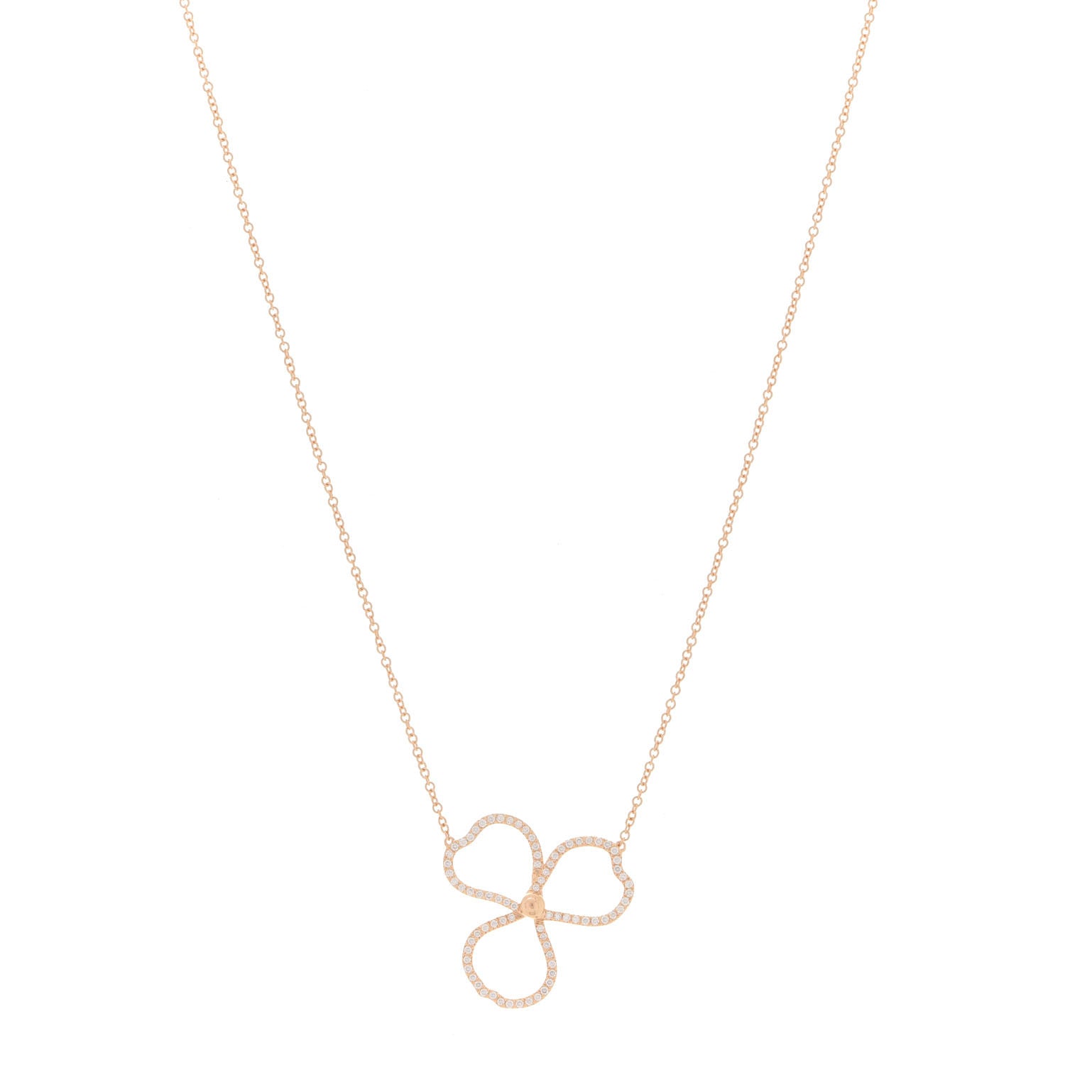 Tiffany 18K Rose Gold Diamond Open Flower Paper Flowers Pendant Necklace 1 of 5