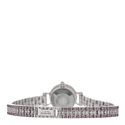 Hermes 18K White Gold Diamond Pink Sapphire 16mm Faubourg Joaillerie Quartz Watch 3 of 5
