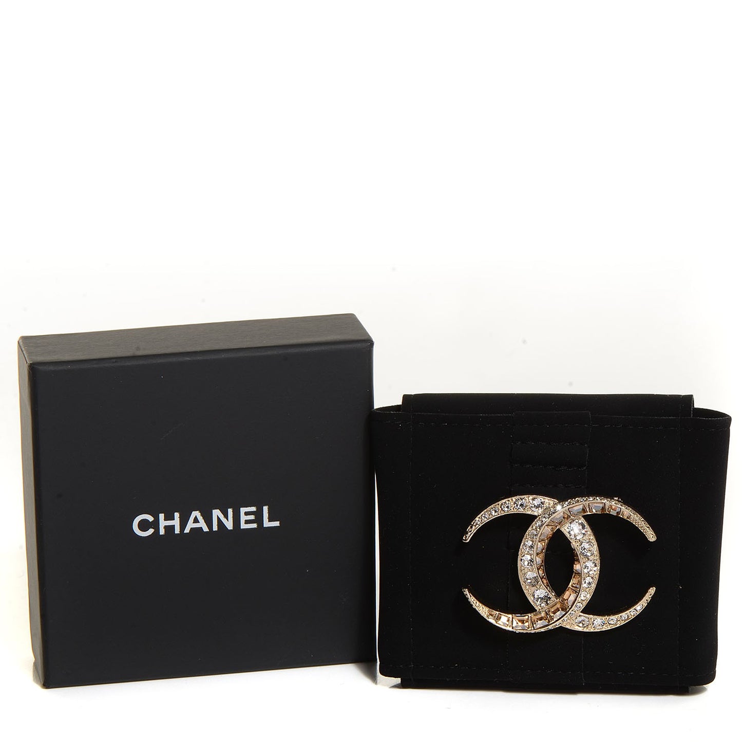 Crystal Large CC Brooch Gold