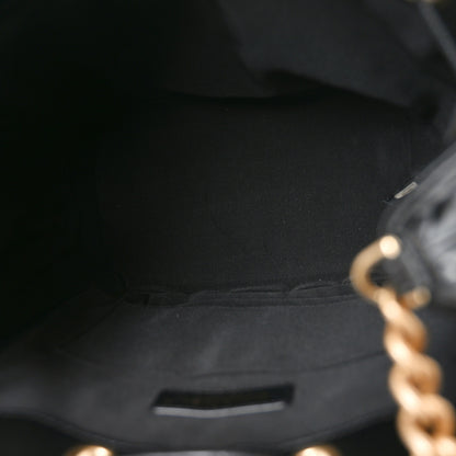 Chanel Sheepskin Chevron Quilted Drawstring Bag Black 5 of 10