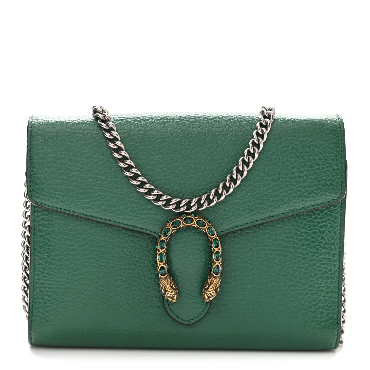 Gucci Calfskin Mini Dionysus Chain Wallet Emerald 1 of 10