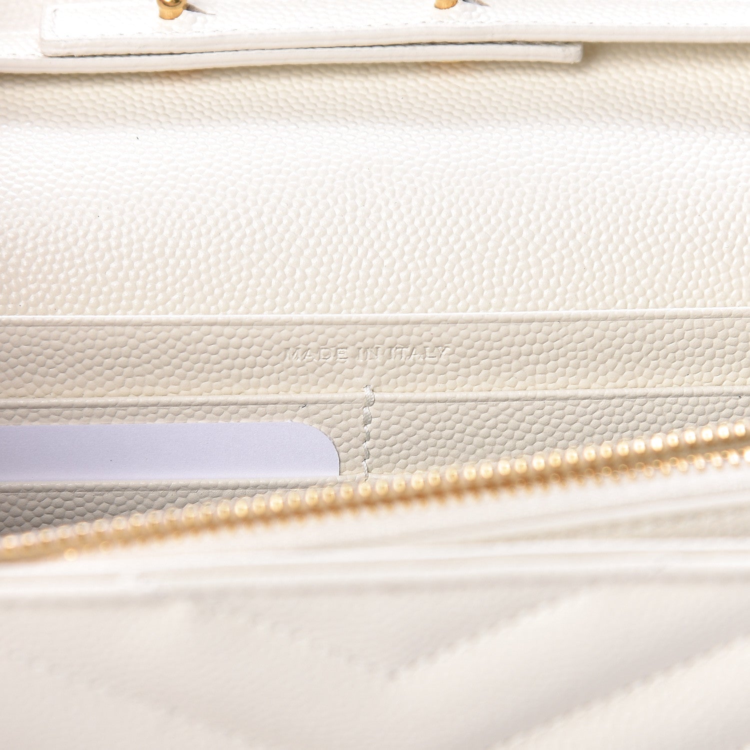 Saint Laurent Grain De Poudre Matelasse Chevron Monogram Chain Wallet Porcellana 7 of 11
