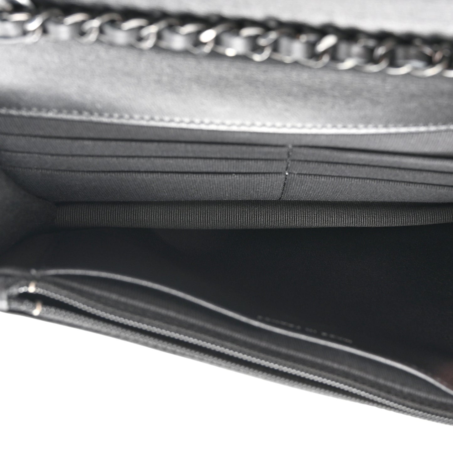 Lambskin Quilted Trendy CC Wallet On Chain WOC So Black