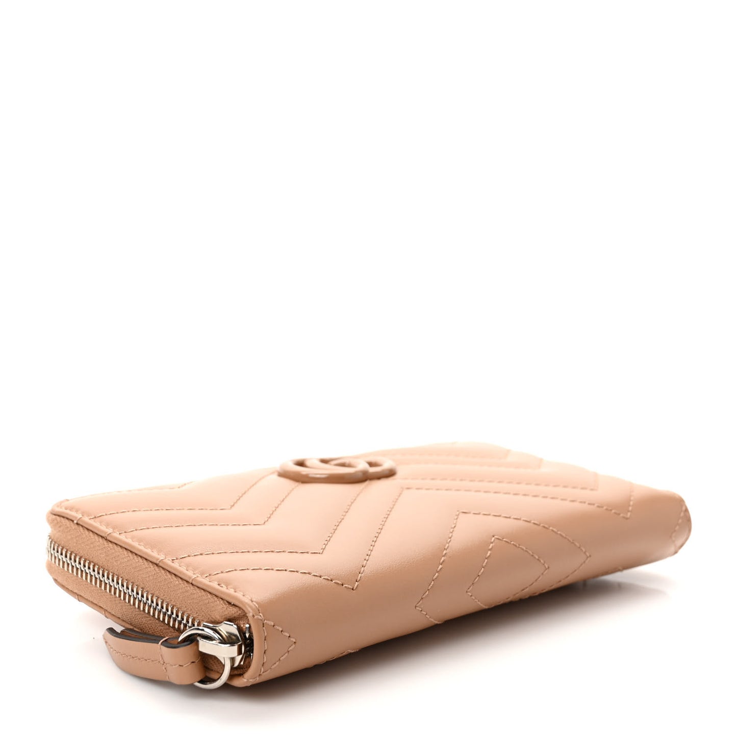 Calfskin Matelasse Monochrome GG Marmont Zip Around Wallet Camelia